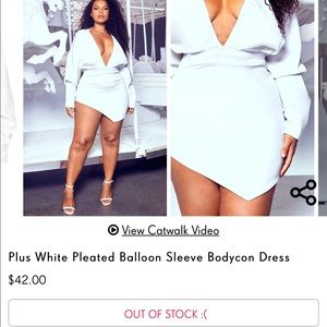 Plus White Pleated Balloon Sleeve 